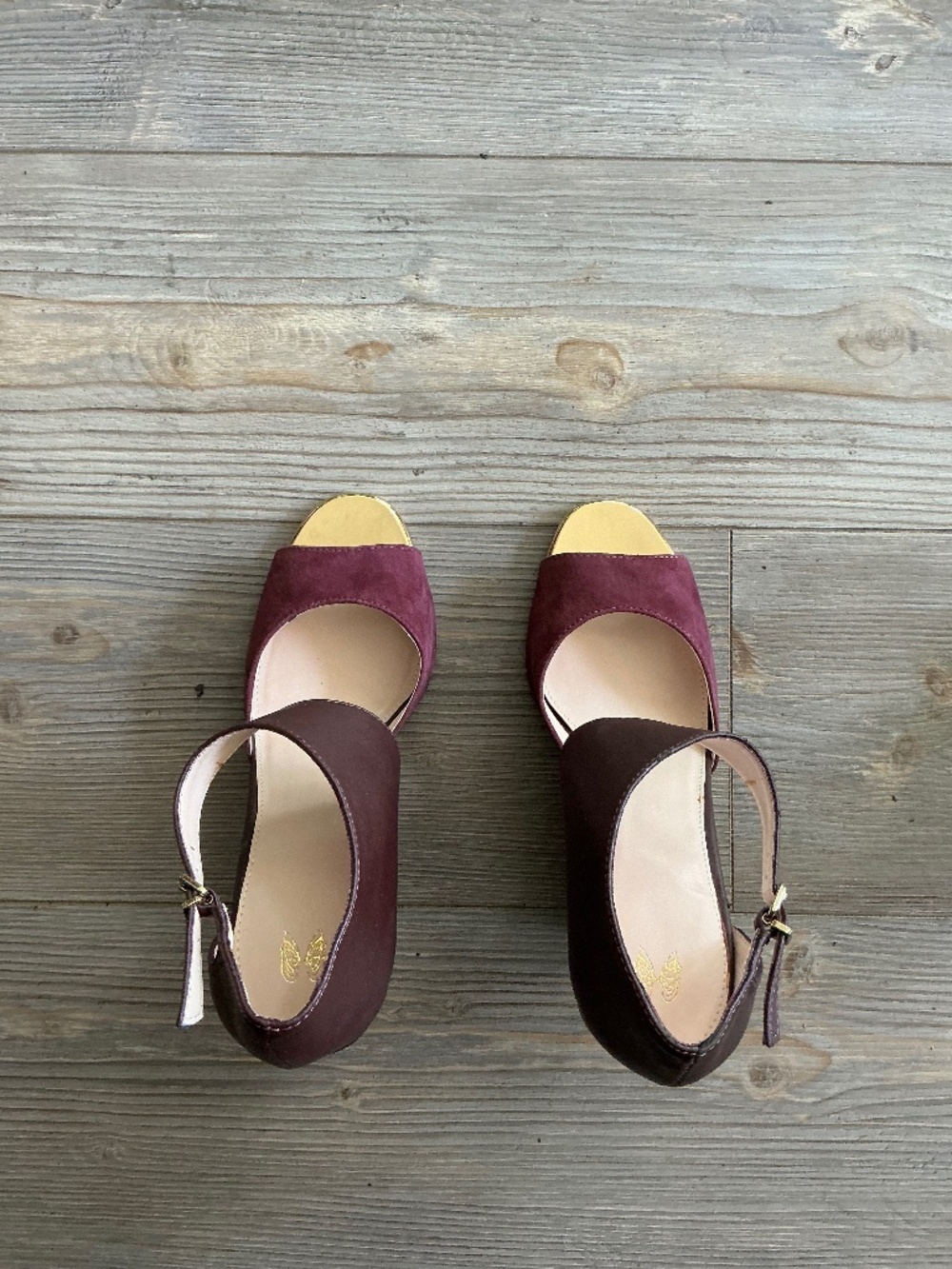 Cute wine colored wedge sandals